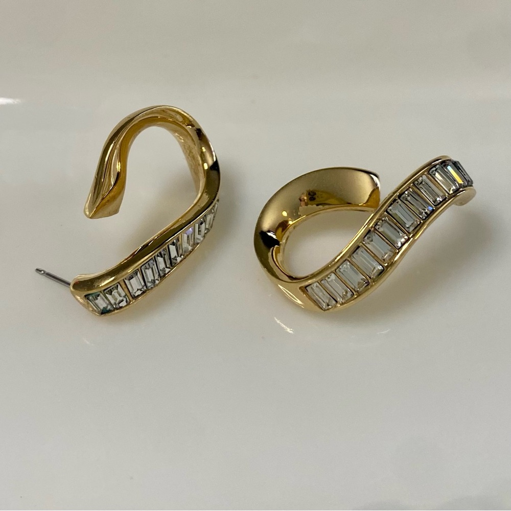 Vintage Swarovski Baguette Gold Twist Pendant & Earring Set – Swan Signed - Picture 4 of 7